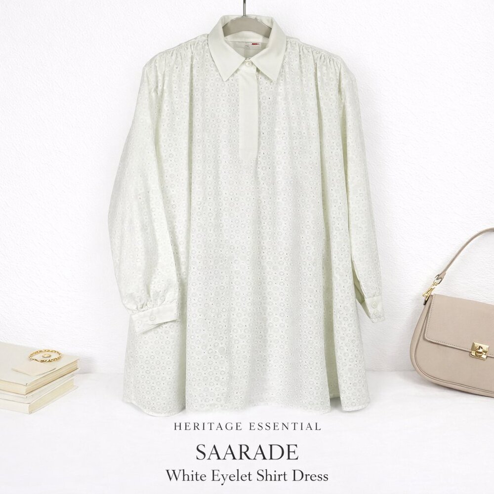 SAARADE White Cotton Eyelet Shirt Dress Scandinavian Chic NWT US 4 / EU 36 - Picture 15 of 15